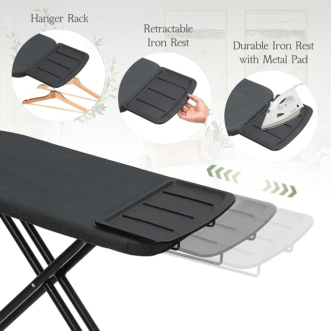 Ironing Board 48x15 Wide Heavy Duty Full Size Iron Board | BlissBoard Sturdy Frame With Ultra Thick Padding, Heat-Resistant Cover, Height-Adjustable