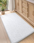 Color&Geometry White Bathroom Rugs, 24"x43" Non Slip Bath Runner Rug, Absorbent, Soft, Washable, Microfiber Bath Mat Bathroom Carpet