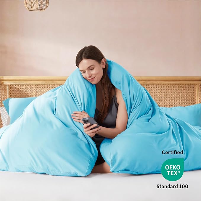 Nestl Bright Blue California King Duvet Cover Sets - Soft Double Brushed Cal King Duvet Cover, 3 Piece, with Button Closure, 1 Duvet Cover 104x98 inches and 2 Pillow Shams