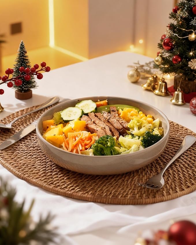 famiware Milkyway 33 oz Bowl Set, Pasta Bowls Set of 6, Salad Bowls Perfect for Your Friend for Housewarming, Thanksgiving, Christmas, Cinnamon Brown