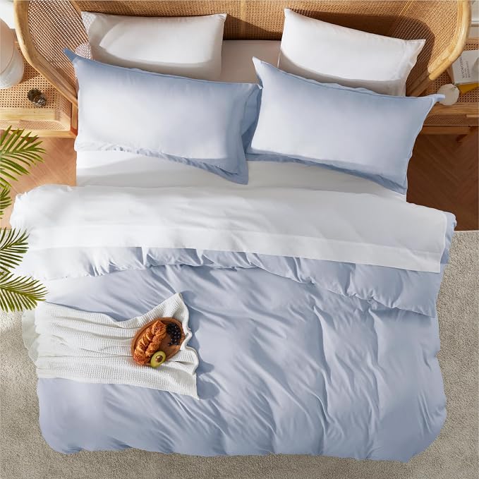 Nestl Ice Blue Duvet Cover King Size - Soft Double Brushed King Duvet Cover Set, 3 Piece, with Button Closure, 1 Duvet Cover 104x90 inches and 2 Pillow Shams