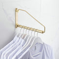Folding Clothes Hanger Gold Brushed Drying Clothes Rack Wall-Mounted Space Saver for Laundry Room Closet, Brass, 12 Inch