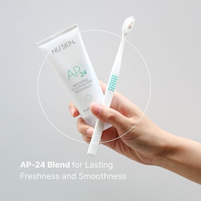 Nu Skin AP 24 Whitening Fluoride-Free Toothpaste | 4 Oz | 2 Pack | Vanilla mint flavor, no peroxide or fluoride | Enamel-safe | Brightens teeth, removes surface stains, and fights plaque