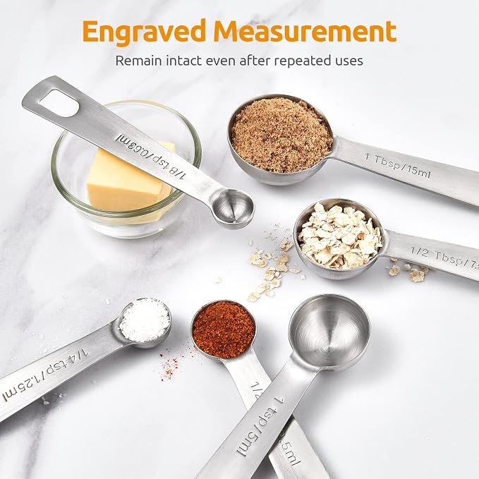 U-Taste 18/8 Stainless Steel Measuring Spoons Set for Dry and Liquid Ingredients(Set of 9), and Upgraded Measuring Cups and Spoons Set of 12 with Reinforced Welded Handle (Black)
