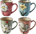 Ceramics 12oz Coffee mugs,Coffee cups,Tea mugs,Kiln Glazing Process,Microwave and Dishwasher Safe, Perfect For Tea, Espresso, Latte - Porcelain Mugs for Kitchen or Cafe (Red+Blue+Green+Pink)