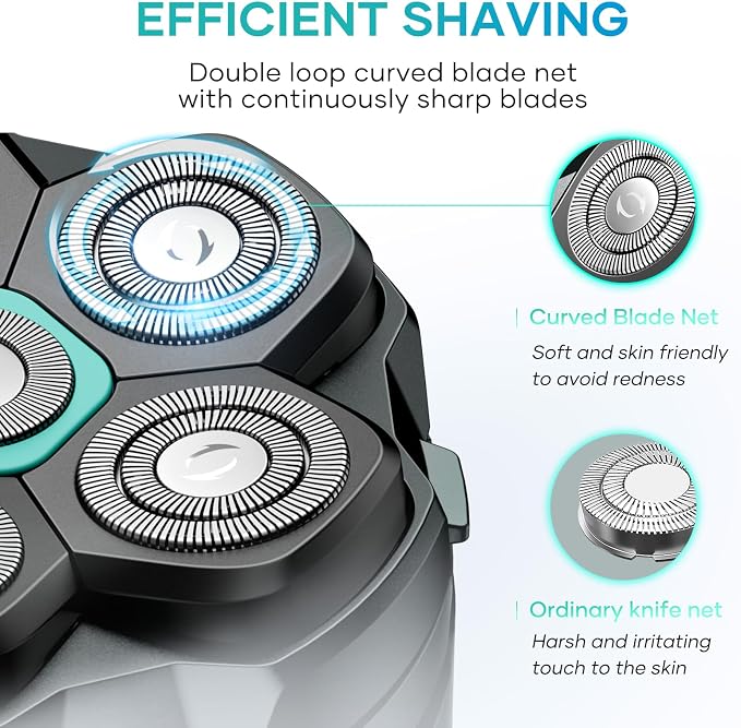 kensen 6D Head Shavers for Bald Men, Upgraded Shaver for Men with 360° Floating Magnetic Head, 100% Waterproof Wet & Dry Electric Razor, LED Display & Type-C Charging, 160-Minute Long Battery Life