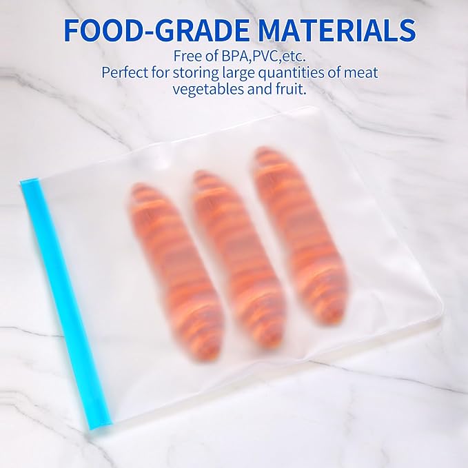 8 Pcs 3 Gallon Reusable Food Storage Freezer Bags, Large Capacity, BPA Free Reusable Food Pouches, Used For Home Food Storage And Camping (Multicolor 8 Pack)