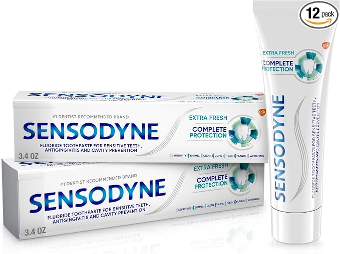 Sensodyne Complete Protection Sensitive Toothpaste for Gingivitis, Sensitive Teeth Treatment, Extra Fresh - 3.4 Ounces (Pack of 12)
