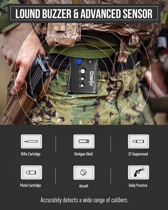 Professional Shot Timer for Shooting Competition, 0.01s Precision Tactical Training Shot Timers with Loud Buzzer, Enhanced Detection & Long Battery Life & 4 Modes (Sapphire Blue)