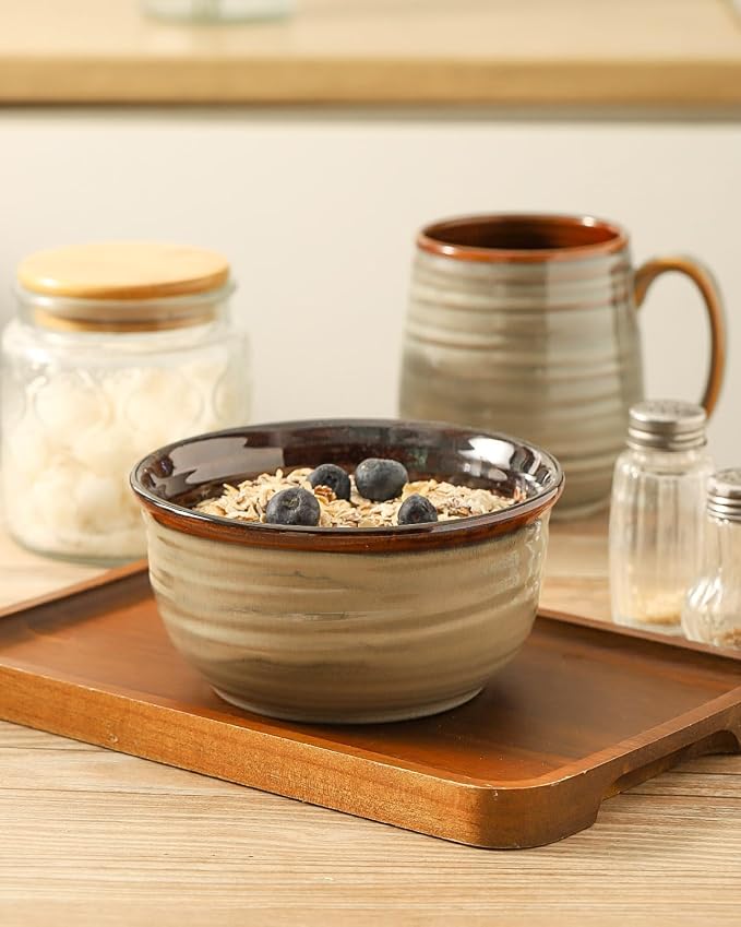 HASENSE Ceramic Cereal Bowls Set of 6, 20 oz Reactive Glaze Grey Soup Bowls | Prefect for Serving,Oatmeal, Rice, Desserts, Salads, and Pasta, Housewarming Gift, Microwave Dishwasher Safe