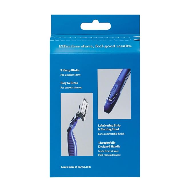 Harry's Men's Disposable Razors, 3-Blade Razors with Lubricating Strip and Pivoting Head, 4 Count