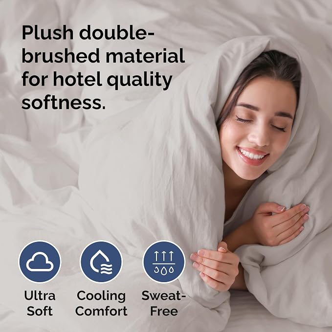 Duvet Cover Full Size Set - Extra Soft Full Duvet Cover 80" x 90" with 2 Pillow Shams for Women, Men, Kids & Teens - Hotel Luxury, Easy-Care w/ Zipper Closures & Ties - Comfy & Breathable (Light Grey)