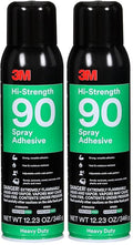 3M Hi-Strength 90 Spray Adhesive, Permanent, Bonds Laminate, Wood, Concrete, Metal, Plastic, Clear Glue, Net Wt 12.23 oz (Pack of 2)