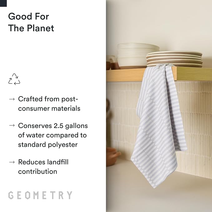 GEOMETRY Kitchen Tea Towels - Quick Dry Microfiber Dish Towels for Kitchen - Ensemble Neutre 18" x 30" - 2 Pack
