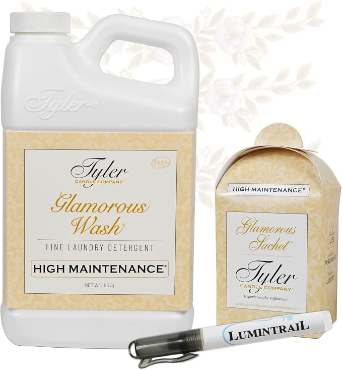 Tyler Glamorous Wash High Maintenance Fine Laundry Detergent with Stain Remover Pen and Dryer Sachets - Liquid Detergent Designed for Clothing - Hand & Machine - 32oz (High Maintenance)