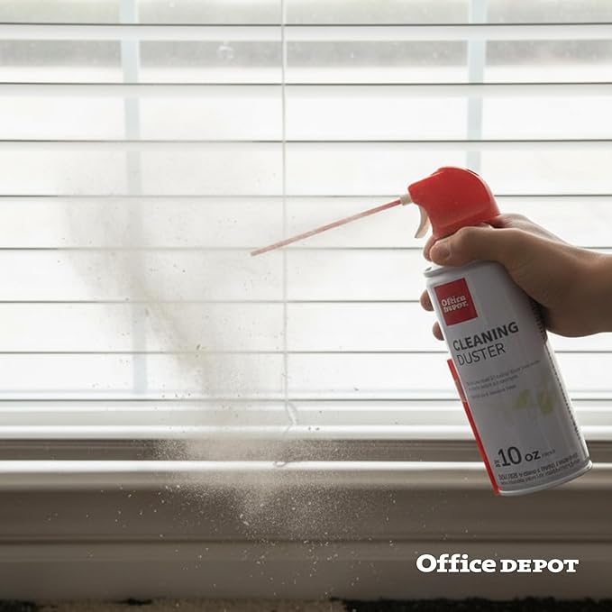 Office Depot Cleaning Duster, 10 Oz Compressed Canned Air for Electronics, Keyboard Cleaner for Computer, Laptop, PC, Printer, Office Equipment, Moisture-Free, Pack of 12