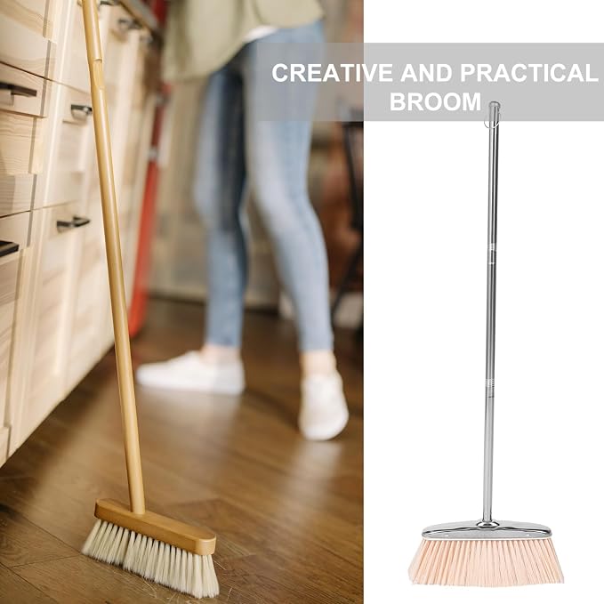 Healifty -Handled Broom Handle for Efficient Floor Cleaning Home Kitchen and to Use for Pet Hair and Dust Removal