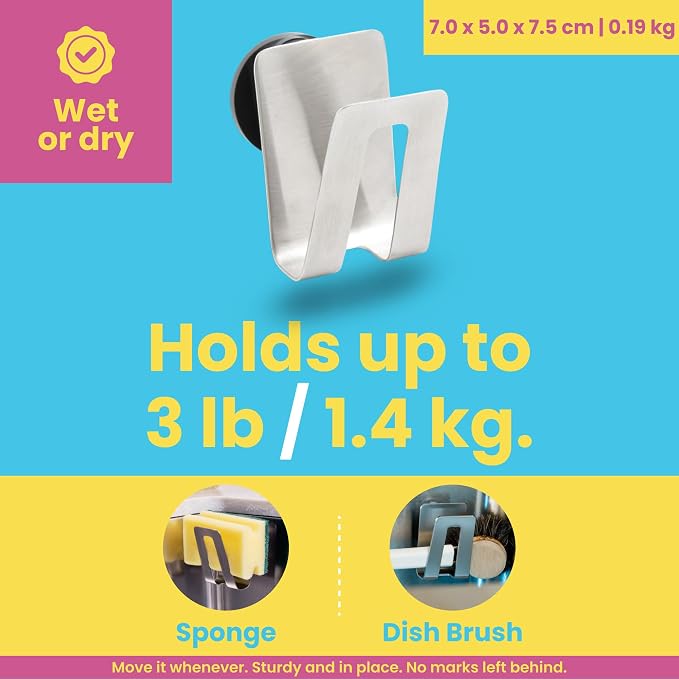 Magnetic Sponge Holder - Kitchen Sink Organizer - Ideal for Kitchen Organization & Accessories - Sink Sponge Holder (Stainless Steel)