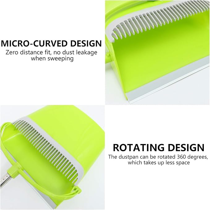 LIFKOME Dust Pan and Broom Set Multi-Function Scraper and Comb for Pet and Human Hair