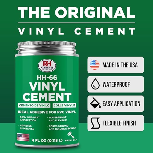 HH-66 Vinyl Cement 4 oz - Vinyl Adhesive, Cement Glue, Industrial Contact Cement for PVC & Vinyl Repair - Waterproof Flexible Vinyl Glue for Tarps, Pool Liners, Inflatables & Marine – RH Adhesives