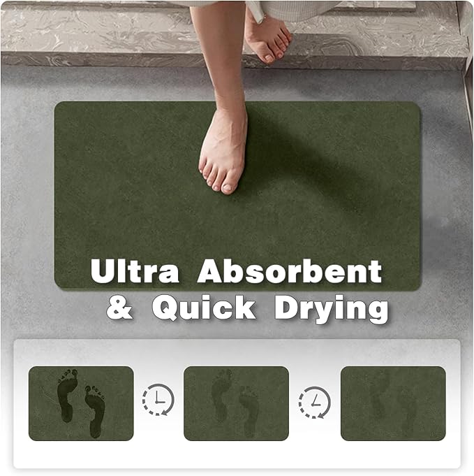 TYUU Toilet Rug, Thin Toilet Rugs U Shaped Washable Non Slip Absorbent Quick Dry Low Pile Toilet Mat, 20"x24" U Shape Sage Green