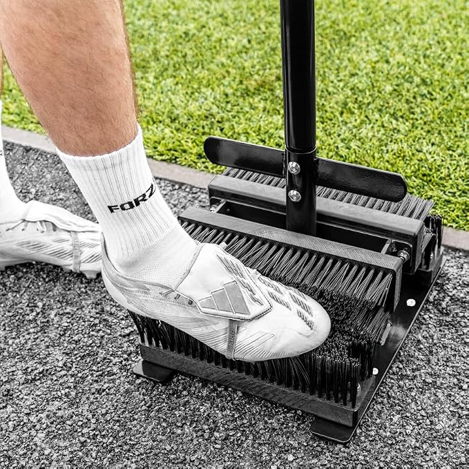 FORZA Compact Boot Scraper Tool |Brush Wiper and Cleaner Kit for Sports and Outdoor Footwear – Effective Mud and Dirt Remover for Boots Shoes and Cleats (Black, with Replacement Brushes)