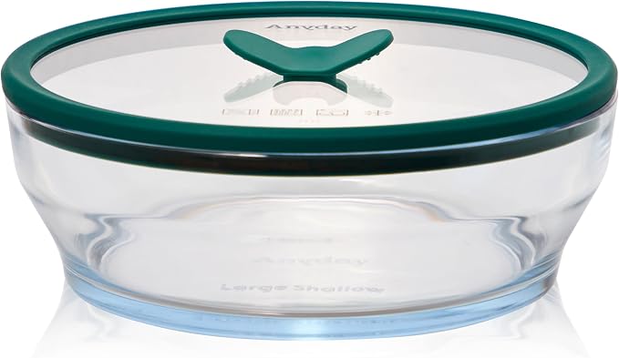 Anyday 7-Cup Glass Microwave Steamer (Clear Kale) | Vegetables, BPA-Free, Vegetable Steamer Bowl, Vented Glass Lid, Healthy Microwave Cooking, Broccoli, Veggies, Meal Prep