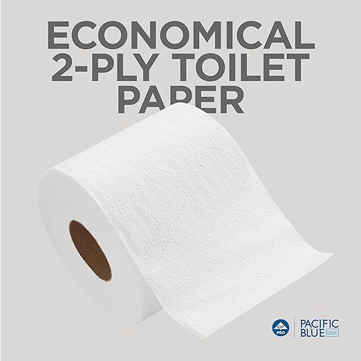 Georgia-Pacific Pacific Blue Basic 2-Ply Embossed Toilet Paper,19880/01, 550 Sheets Per Roll, 80 Rolls Per Case