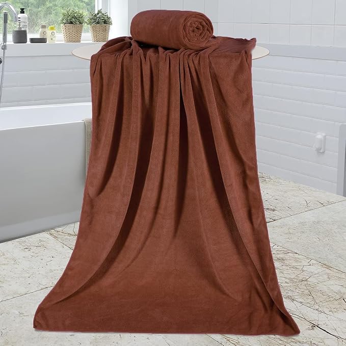 JML Microfiber Bath Towels, 6 Pack, 30" x 60", Brown | Oversized, Soft, Super Absorbent, Fast Drying, Lint-free Towels for Bathroom, Sport, Fitness, Yoga