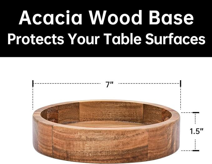 KITEISCAT Extra Large Glass Salad Bowl Set - Party Salad Bowls with Acacia Wood Base and Serving Utensils - Elegant and Practical Kitchen Must-Have