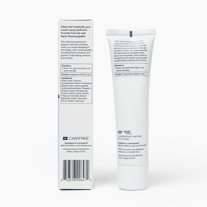 CariFree Nano Hydroxyapatite Toothpaste, Fluoride-Free, Mint & Grape Pk 2 | Fluoride-free nano-HAp gel duo; neutralizes pH; freshens breath & moistens mouth; dentist recommended oral care.