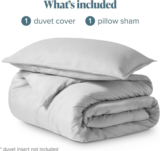 Bare Home Bedding Duvet Cover Extra Long Size - Premium 1800 Super Soft Collection - Lightweight, Cooling - Soft Breathable Bedding Duvet Cover (Twin/Twin XL, Cloud Grey)