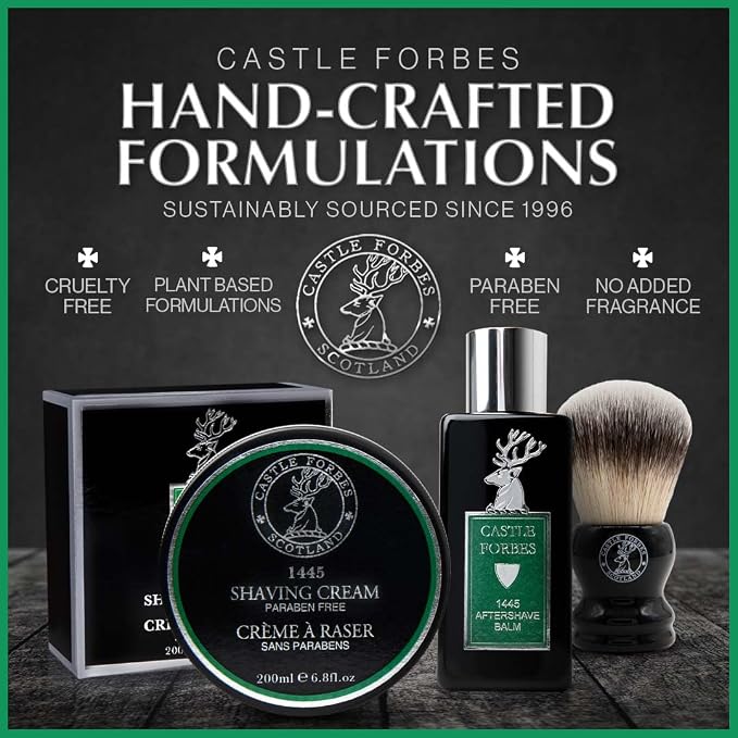 Castle Forbes 1445 Shaving Cream For Men, 6.8 fl.oz. | Moisturizing Smooth Shave Lather w/Essential Oils | Protects All Skin Types From Razor Burn & Irritation | Luxury Grooming & Beard Care