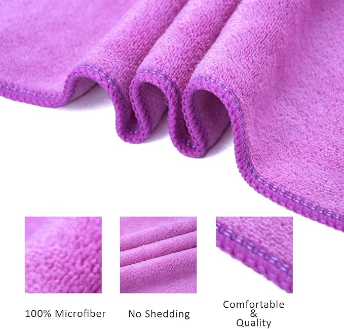 JML Microfiber Towels, Bath Towel Sets (6 Pack, 27" x 55") - Extra Absorbent, Fast Drying, Multipurpose for Bath, Swimming, Fitness, Sports, Yoga, Violet/Coffee/Blue | Hanging Loop, Extra Absorbent, Fast Drying, Lint-free, Use for Pool, Swimming, Fitne...