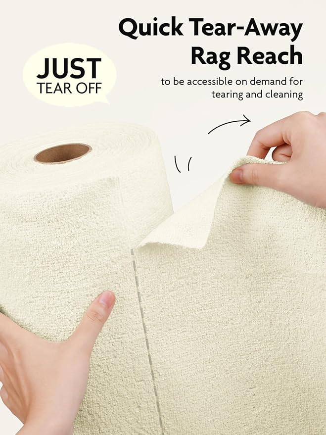 Fantasticlean Microfiber Cleaning Cloth Roll -30 Pack, Tear Away Microfiber Towels, 12" x 12", Reusable, Washable, Scratch Free, Ultra Absorbent Dishcloth for All-Around Cleaning Supplies (Beige)