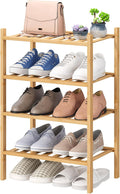 viewcare Small Shoe Rack, 4-Tier Rack for Entryway, Bamboo Wood Shoe Shelf for Closet & Hallway, Long 17 in | Beautiful | Functional | Sturdy | Durable