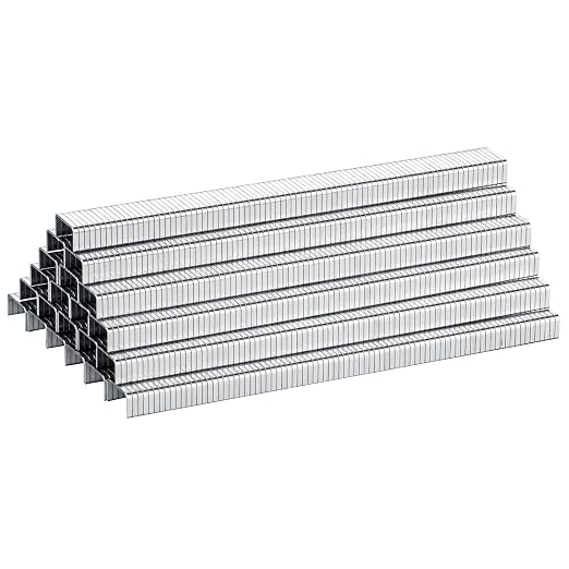 meite T50 Staples, 1/4 Inch Heavy Duty Staples for Staple Gun, Galvanized 20 Gauge 3/8 Inch Crown Staple for Upholstery, Construction, Furniture (1 Case)