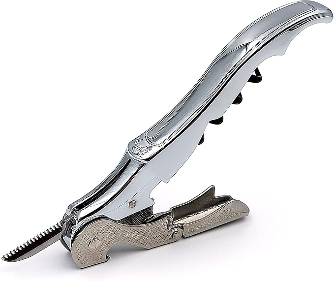 Pulltap's Genuine Classic 100 Waiter's Corkscrew – Double-Hinged Wine Key with Hinged Foil Cutter – Patented Design – Made in Spain – Cromado - Chrome