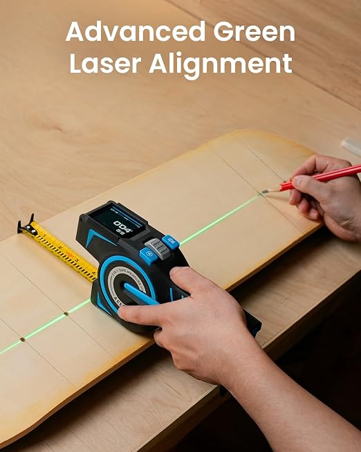 ACEGMET Digital Tape Measure 12ft Tape ±1.5mm & 330Ft Laser Distance Meter | Smart App Sync, USB-C Recharge 8H Battery, 8 Measuring Modes, Green Laser Alignment, 2" IPS Display, 30 Data Memory