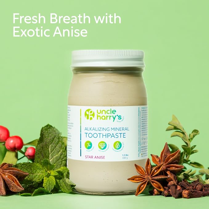Uncle Harry's Anise Remineralizing Toothpaste 1.5 lbs Jar | Natural Whitening Tooth Paste Freshens Breath & Promotes Enamel | Vegan Fluoride Free Toothpaste