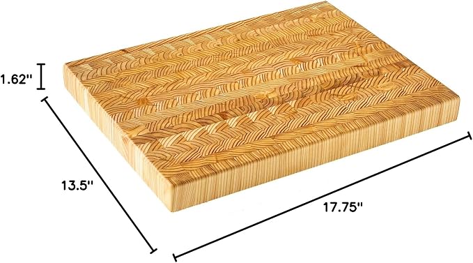 Larch Wood Canada End Grain Medium Cutting Board, Standard Line, Handcrafted for Professional Chefs & Home Cooking, 17-3/4" x 13-1/2" x 1-5/8"