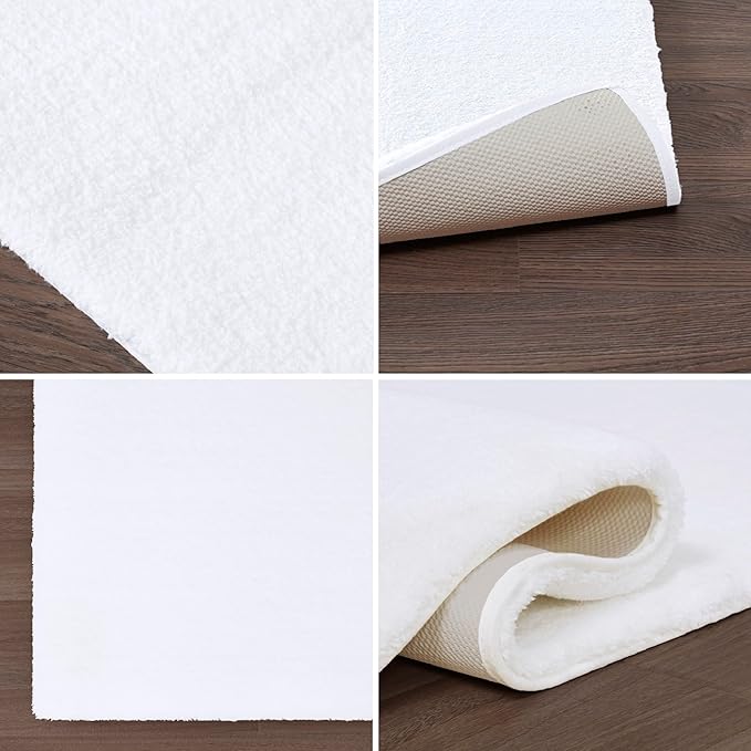 Madison Park Signature Marshmallow Bathroom Rug Non Slip, Luxrurious Plush Bath Mat, Absorbent, Quick Dry, Spa Design Bath Room Décor, 20x30, White