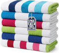 Ben Kaufman Terry Cabana Striped Towels - Oversized Towel for Beach & Pool - Soft Cotton Towels with Absorbent Design - Striped Beach & Pool Towels for Adults & Kids - 6 Pack