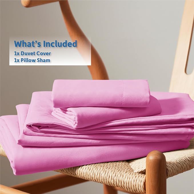 Nestl Twin Duvet Cover Set - Soft Double Brushed Light Pink Duvet Cover Twin XL, 2 Piece, with Button Closure, 1 Duvet Cover 68x90 inches and 1 Pillow Sham