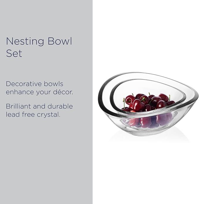 Mikasa Alister Lead Free Crystal Decorative Set of 2 Bowls, 10.75 inch, 8.25 inch