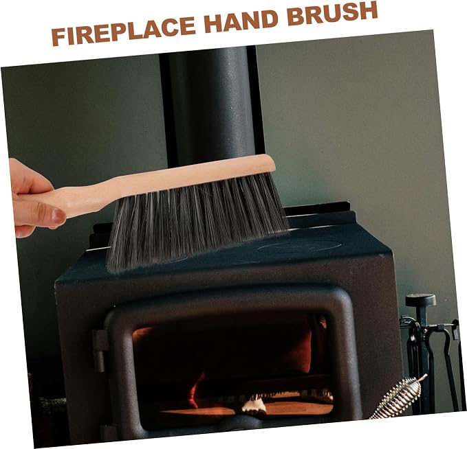 minkissy Fireplace Brush Wood Brush Fireplace Accessory Hand Broom Soft Bristles Ergonomic Handle