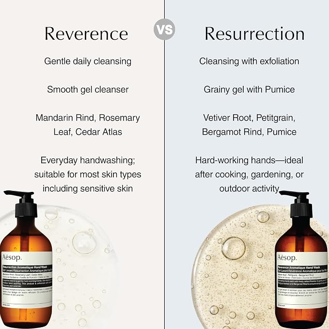 Aesop Resurrection & Reverence Aromatique Hand Wash Set – Nourishing Hand Wash & Gentle Exfoliating Hand Soap Duo | Botanical Cleansers Made with Hydrating Essential Oil Blend | 16.9 oz Each (2 Pack)