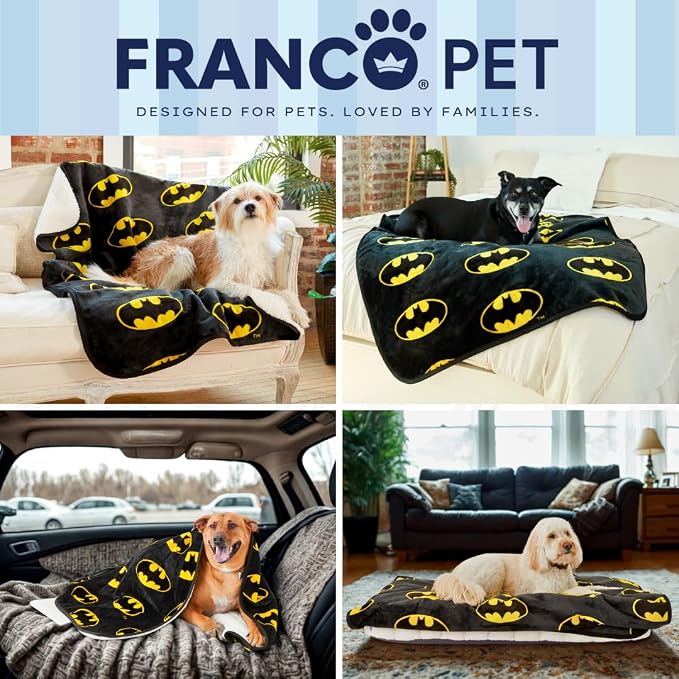 Batman DC Comics Waterproof Dog Bed Cover, Large 40x50 Pet Blanket for Furniture Bed Couch Sofa, (Officially Licensed) by Franco