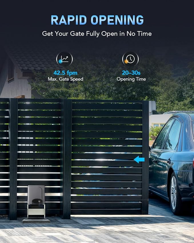 CO-Z Automatic Sliding Gate Opener 1400 lb 40 ft Gates 110V Chain Drive | Easy Installation, Includes Hardware, 20 ft #41 Chain, 2 Remotes, Infrared Sensor Compatible (Sold Separately)
