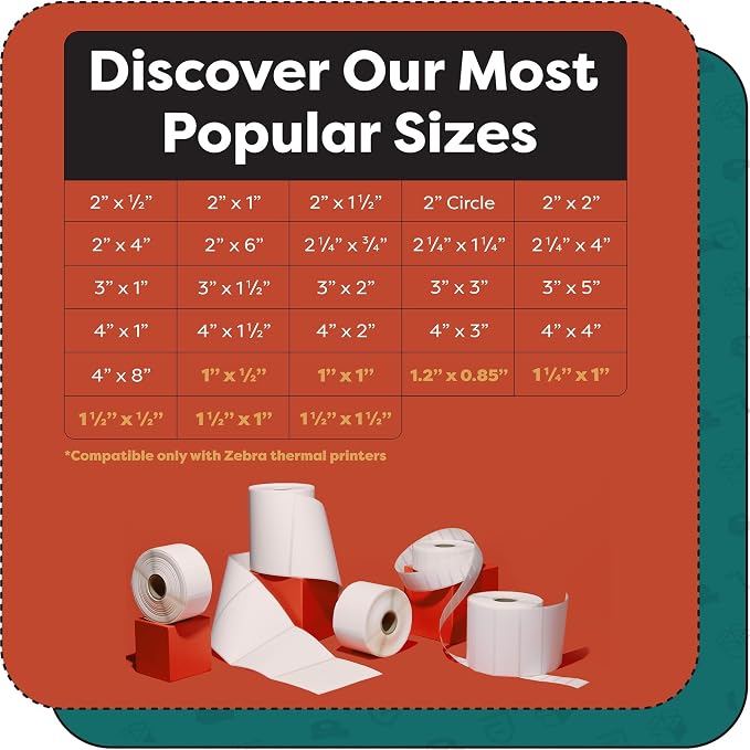 Aegis Adhesives - 1.75" X 0.875" Direct Thermal Labels (18000 Count, 12 Rolls) - Barcode Stickers, File Folder Labels, Shelf Edge Identification - Compatible with Zebra and Rollo Printers